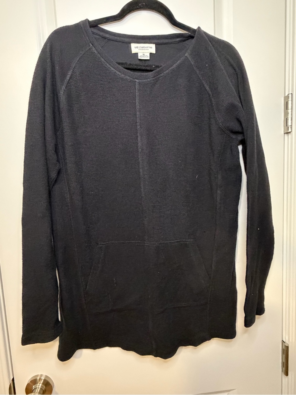 Liz Claiborne Weekend Womens Black Crewneck Knit Pullover Oversized Leggings Fal